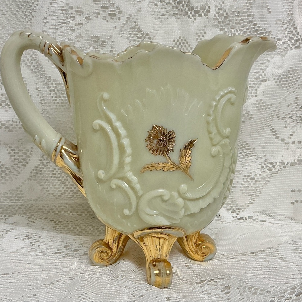 Antique Northwood Custard Glass Louis XV Lemonade Water Pitcher